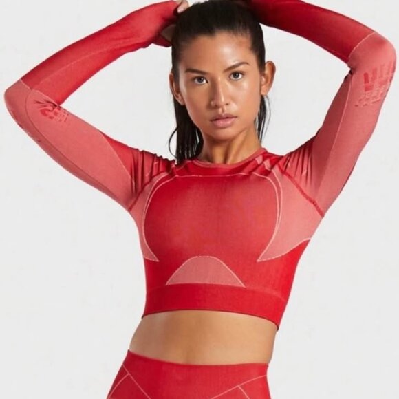 Gymshark Cropped Turbo Seamless Long Sleeve Stretch Top Women's S - Picture 1 of 8